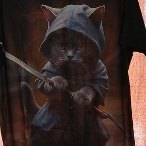 Black Cat Hoodie T-Shirt NWOT XL